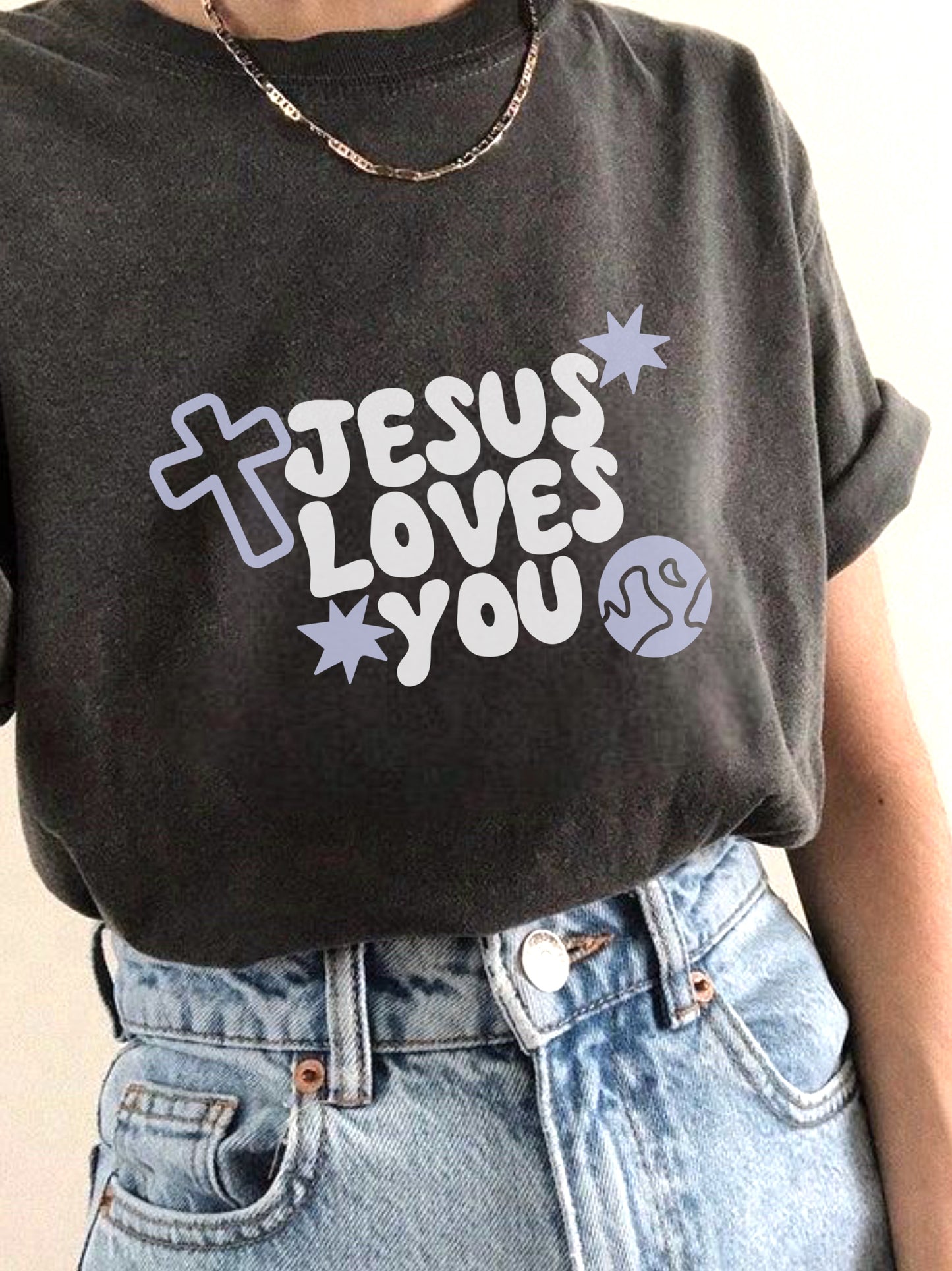 Jesus loves you garment-dyed heavyweight t-shirt