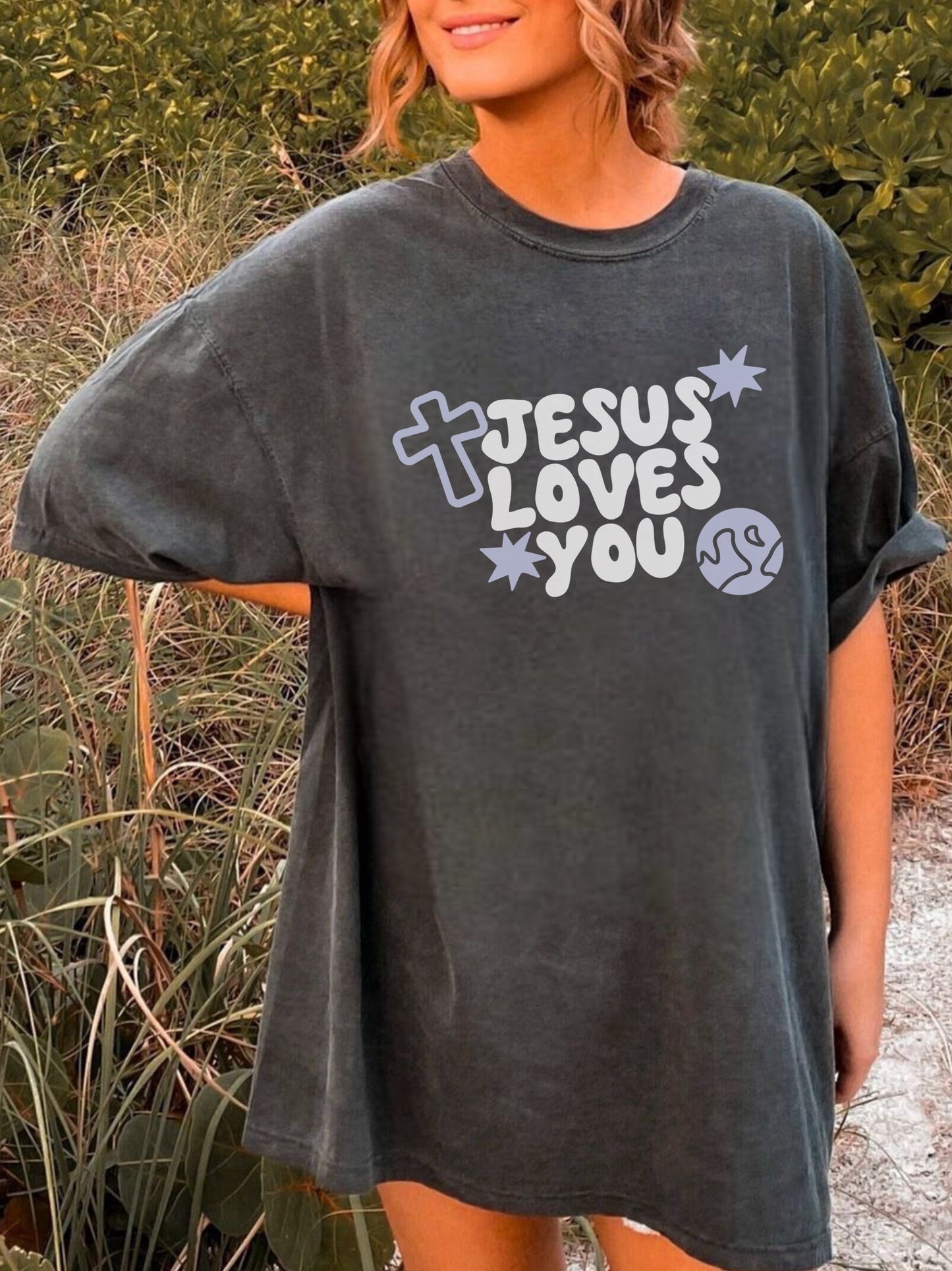 Jesus loves you garment-dyed heavyweight t-shirt